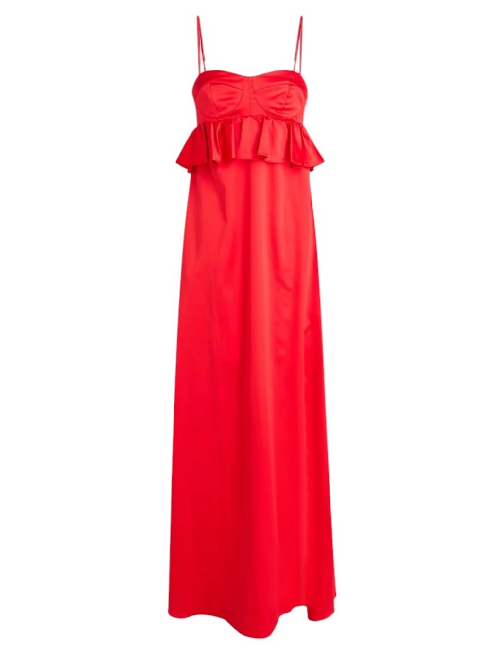 Kika Vargas Scarlet Ruffled Satin Maxi Dress Size Large